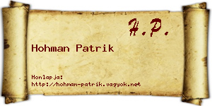 Hohman Patrik névjegykártya